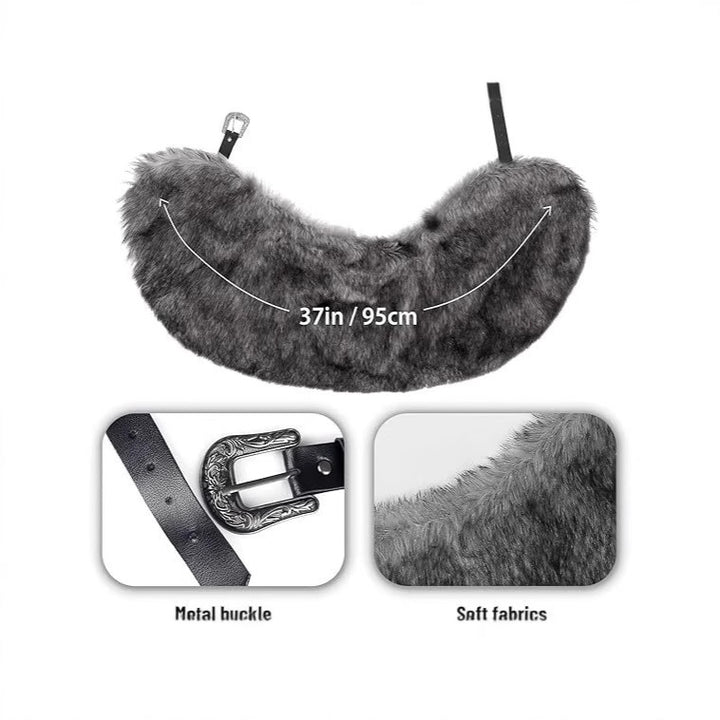 Women's Short Shoulder Cape made of high-quality faux fur with decorative buckle Mune Fashion