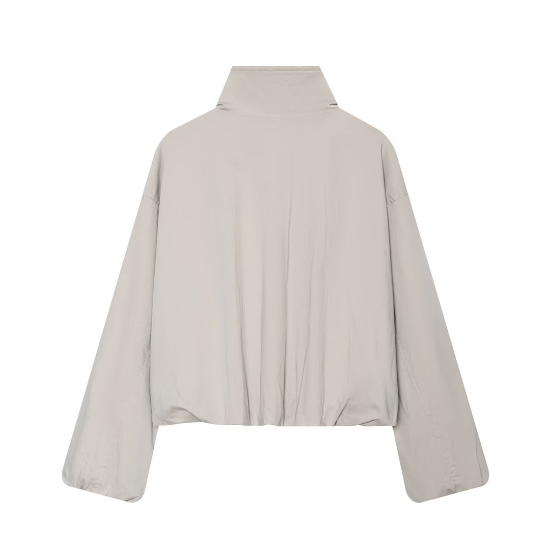Women Lightweight Short Jacket with Stand-up Collar and Raglan Sleeves Mune Fashion