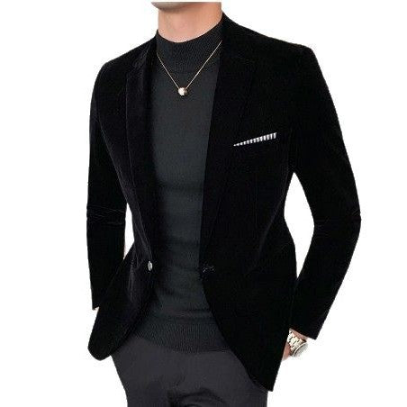 Men's velvet blazer with slim silhouette and single-button closure Mune Fashion