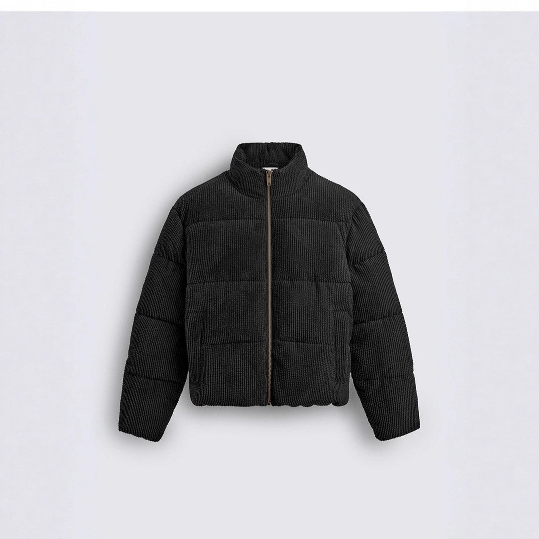 Men's short quilted jacket in cord structure with high stand-up collar Mune Fashion