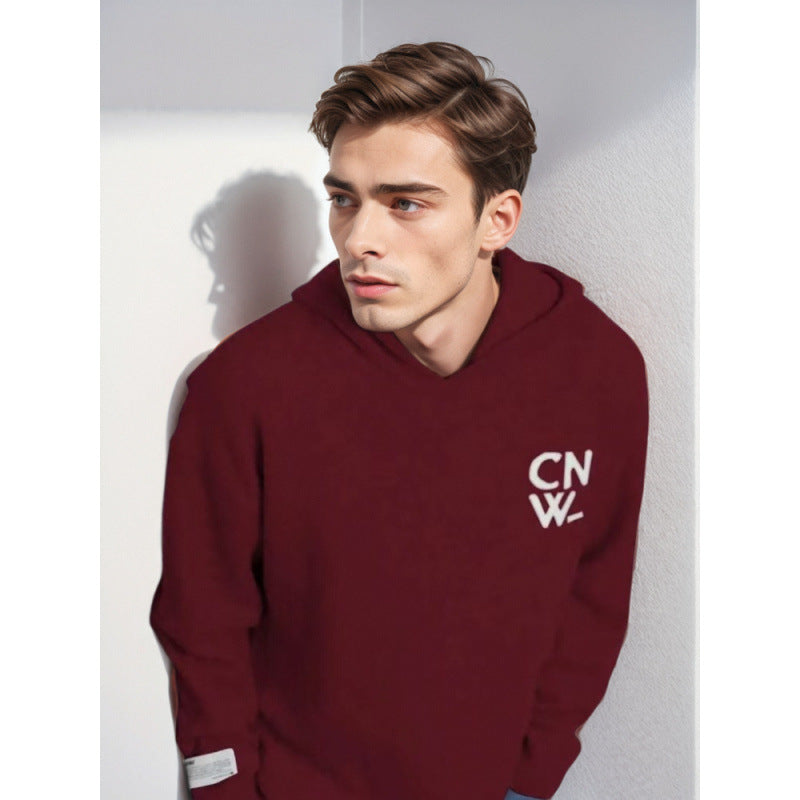 Unisex Oversized Hoodie with V-Neck made of Fine Knit and Logo Embroidery Mune Fashion