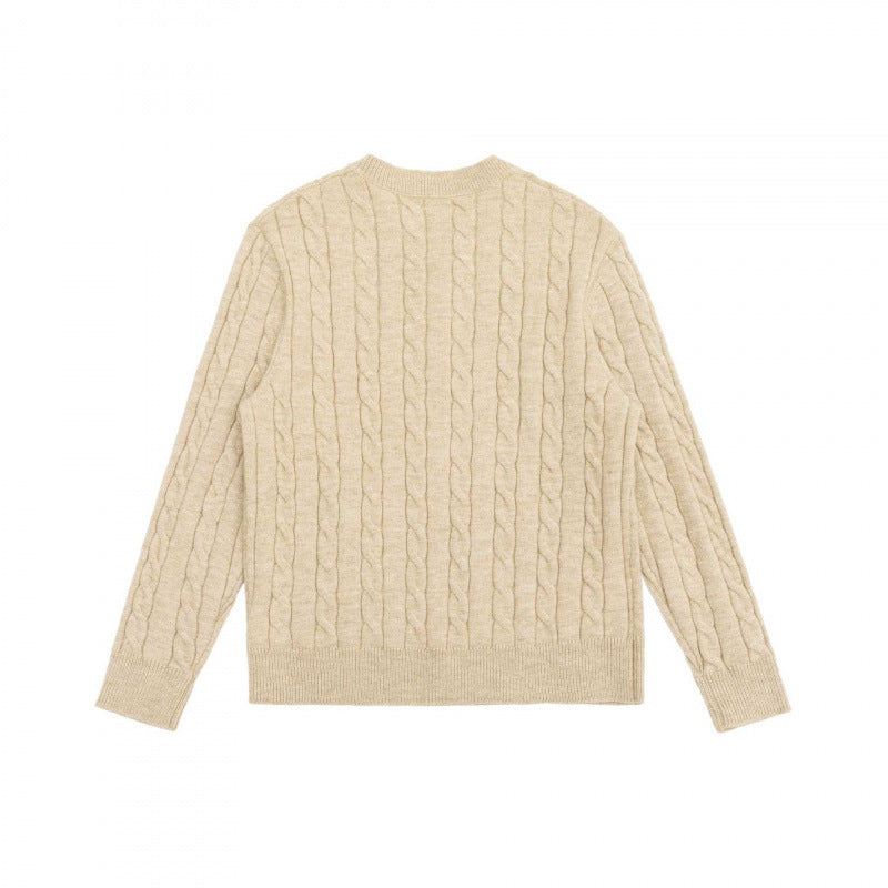 Unisex Chunky Knit Henley Sweater with Cable Pattern and Half Button Placket Mune Fashion