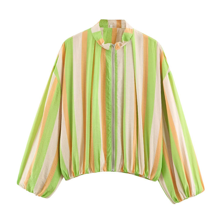 Women's lightweight sheer oversized blouse jacket with balloon sleeves Mune Fashion