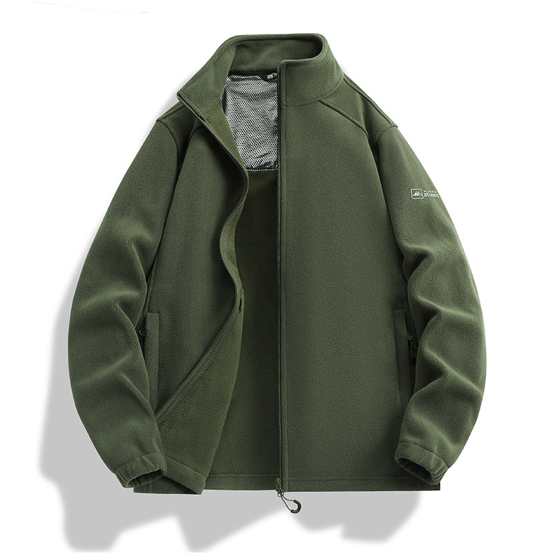 Men's fleece jacket with stand-up collar, wind-resistant microfleece and zippered pockets Mune Fashion