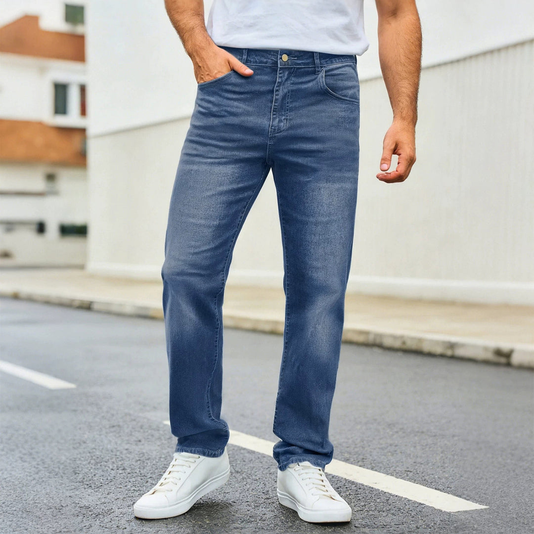 Men's casual straight-leg jeans with mid-rise and comfort stretch Mune Fashion