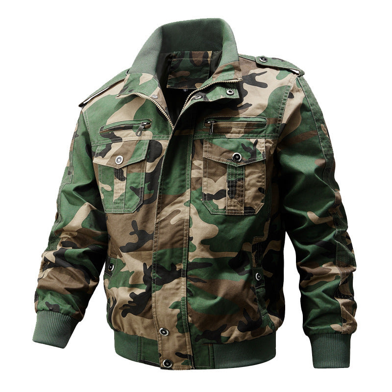 Men's functional canvas pilot jacket with stand-up collar, flap pockets, and ribbed hem Mune Fashion