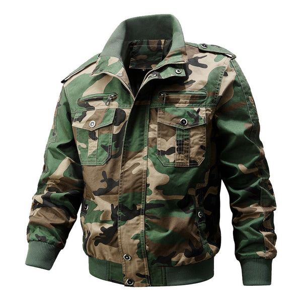 Men's robust canvas pilot jacket with ribbed cuffs and shoulder patches Mune Fashion