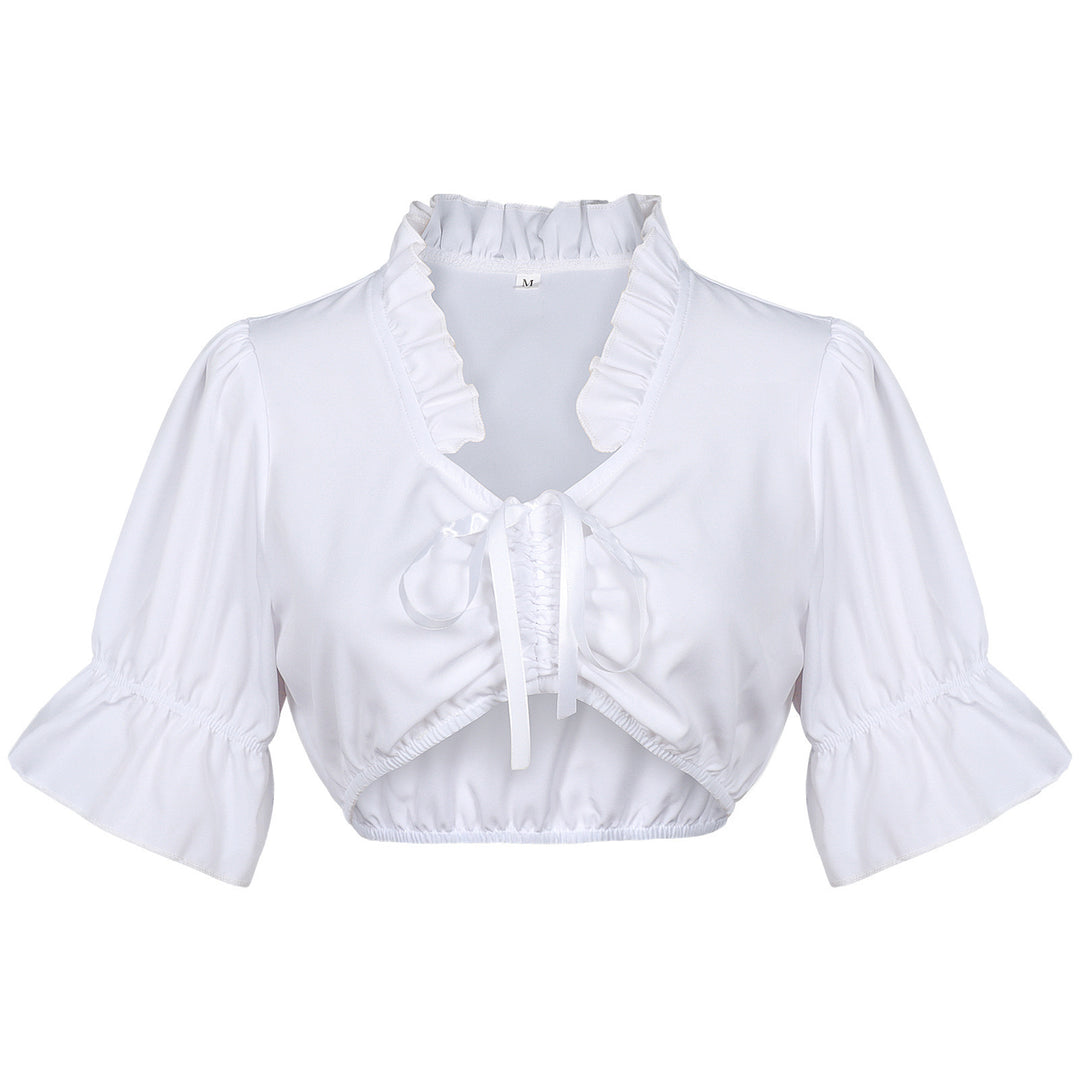 Ladies nan short-cut ruffle blouse in dirndl style with lacing Mune Fashion