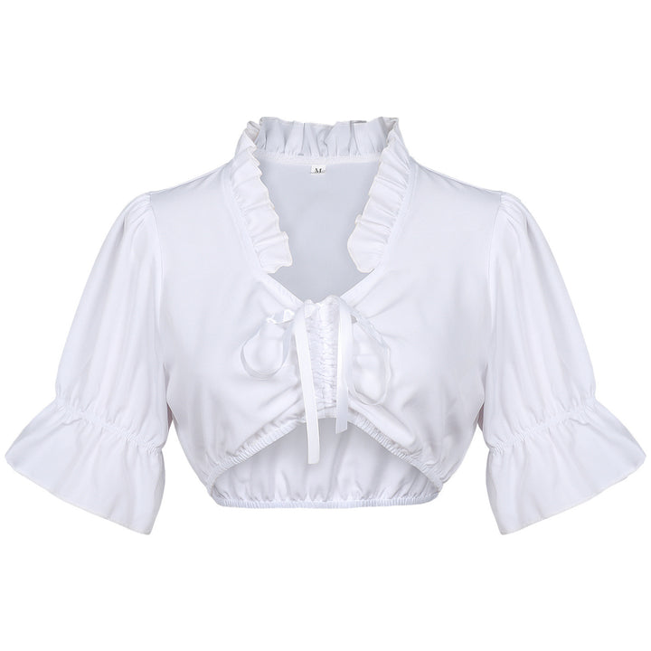 Ladies nan short-cut ruffle blouse in dirndl style with lacing Mune Fashion