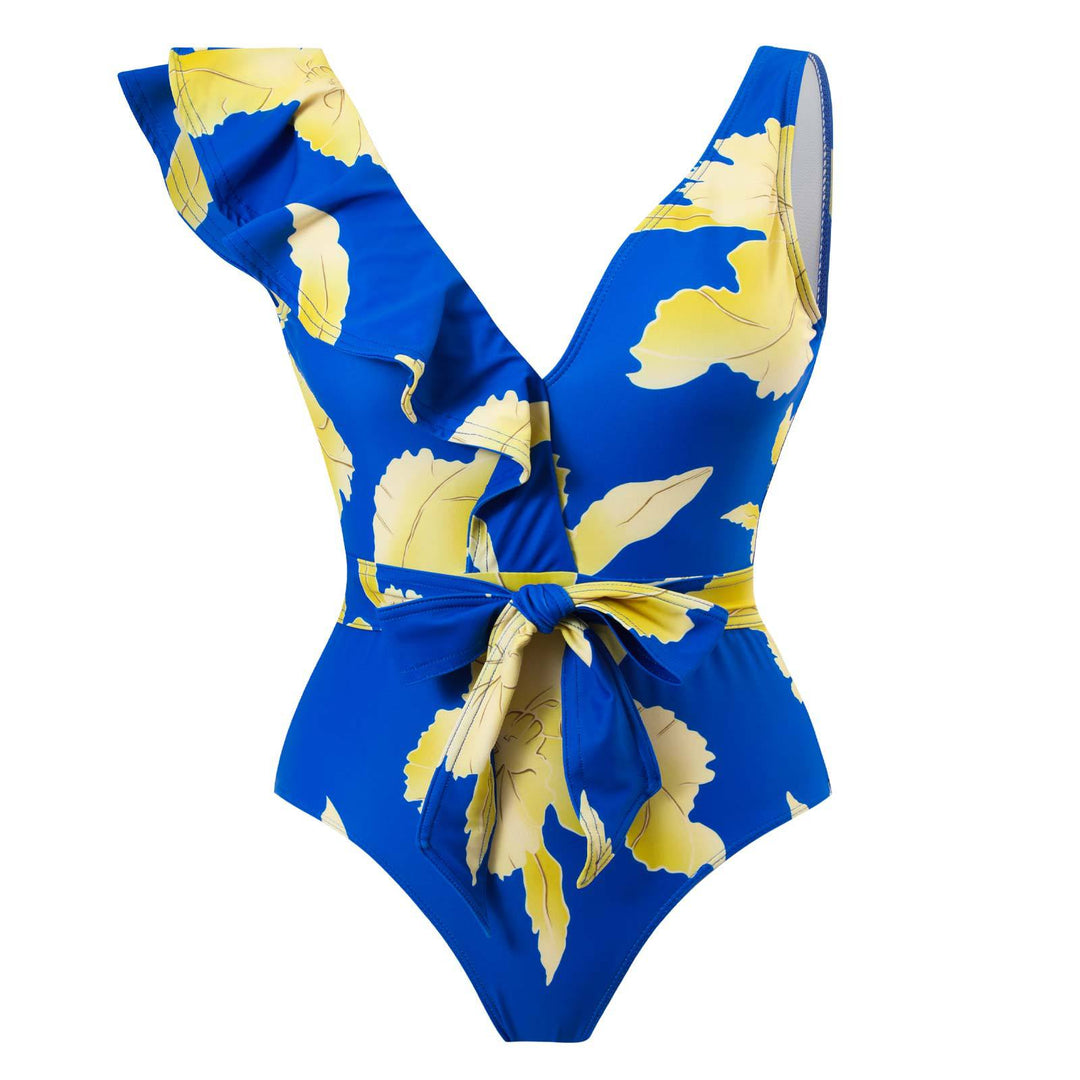 Women's Elegant One-Piece Swimsuit with Floral Ruffle Details Mune Fashion