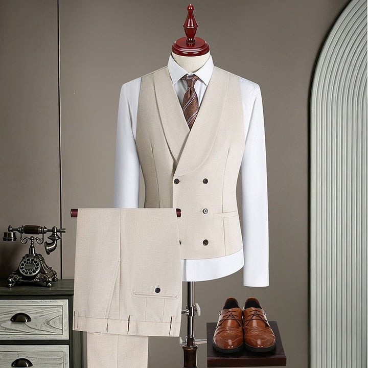 Men's double-breasted tailored vest with flat front suit pants Mune Fashion