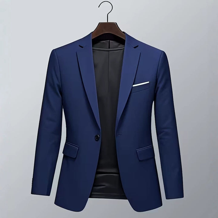 Men's slim-fit tuxedo jacket with prominent lapels, concealed breast piping, and light shoulder padding Mune Fashion