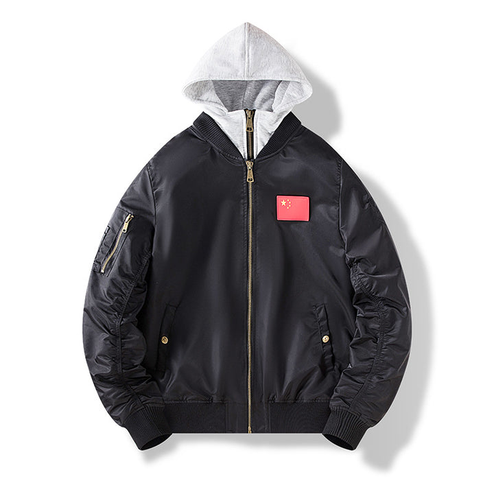 Men's nylon bomber jacket with integrated sweat hood and sleeve utility pocket Mune Fashion