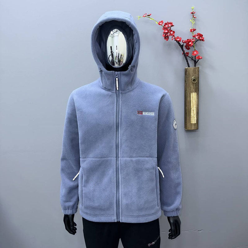 Women's Hooded Fleece Jacket with Ergonomic Stand-Up Collar, Softshell Inner Lining and Zipper Pockets Mune Fashion