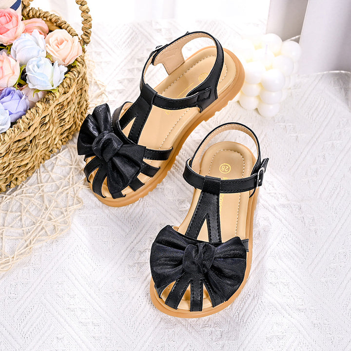 Girls' sandals with comfortable straps and generous bow appliqué Mune Fashion