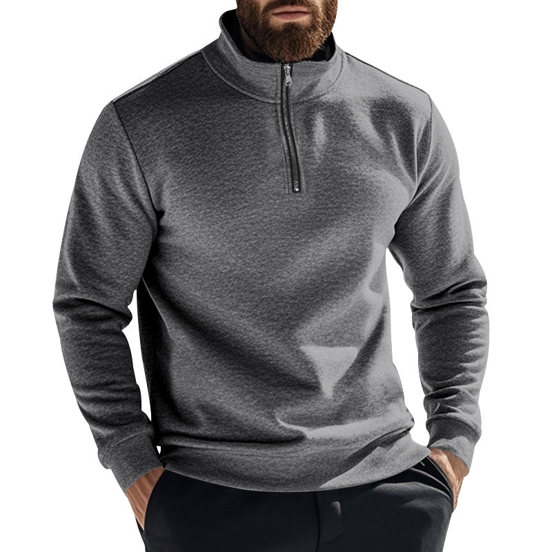 Men's nan thermal half-zip pullover with stand-up collar and warming fleece inner lining Mune Fashion