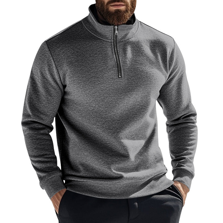 Men's nan thermal half-zip pullover with stand-up collar and warming fleece inner lining Mune Fashion