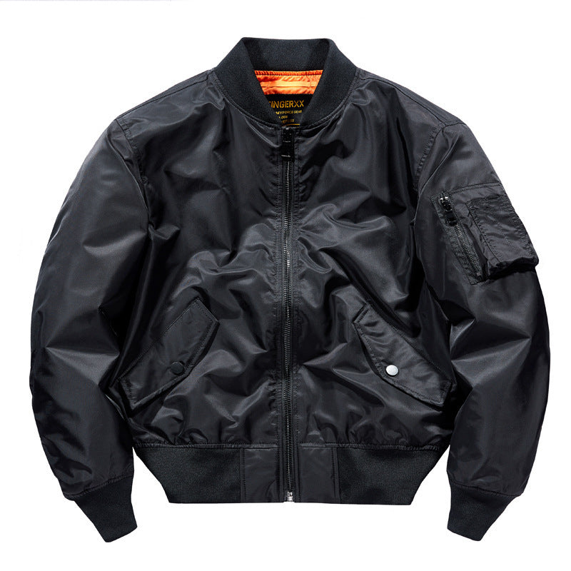 Men's Short Cut Nylon Pilot Bomber with Hidden Inner Pockets and Arm Pocket Mune Fashion
