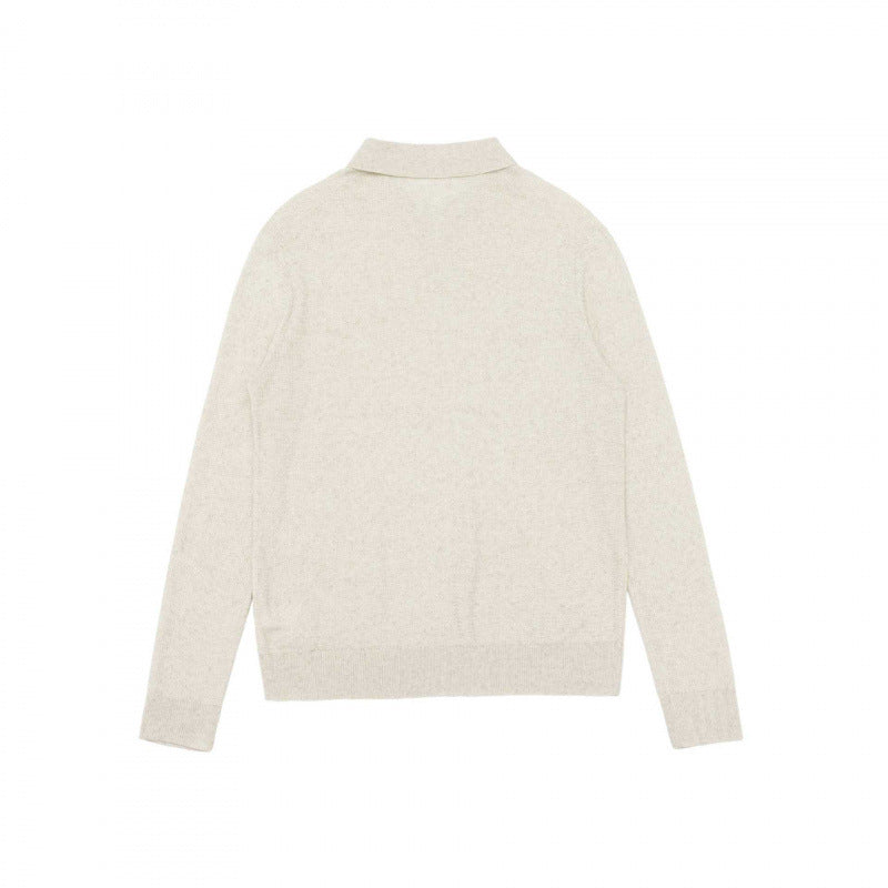 Unisex Fine knit polo with open polo collar, lightweight mélange knit and ribbed finishes Mune Fashion