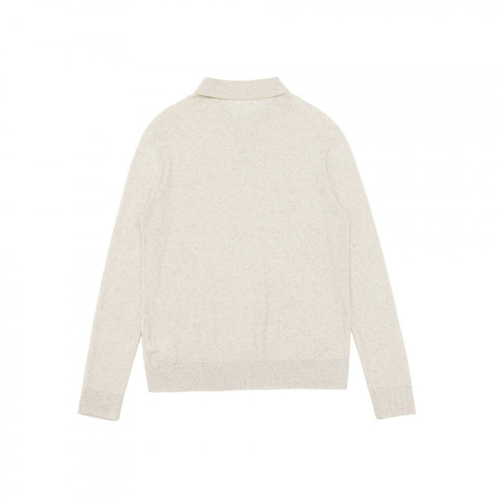 Unisex Fine knit polo with open polo collar, lightweight mélange knit and ribbed finishes Mune Fashion