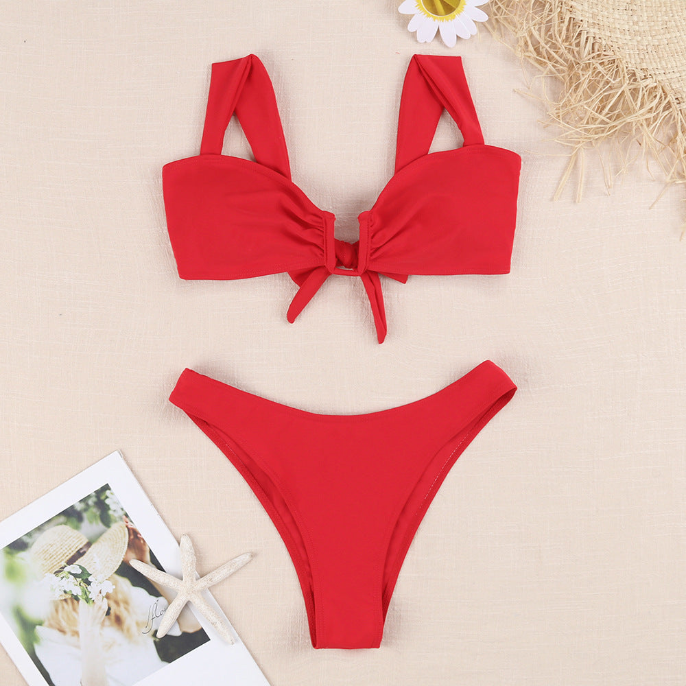 Women's Bikini Set with Playful Knot Design and Floral Print Mune Fashion