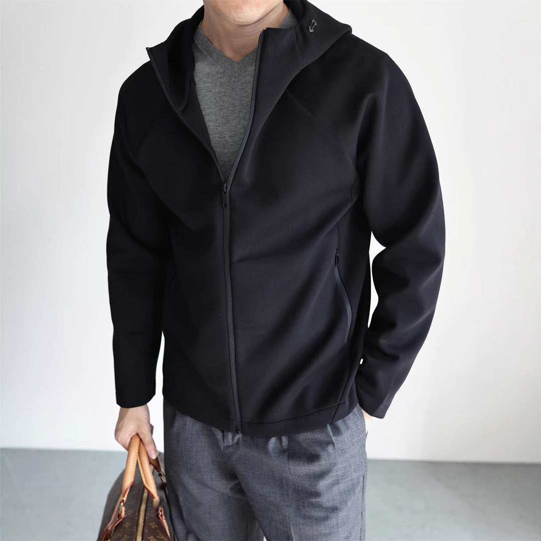 Men's Lightweight Hooded Jacket made of Technical Jersey with Concealed Zipper Mune Fashion