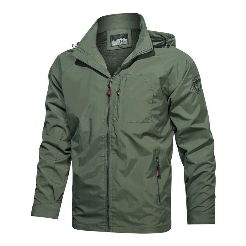 Men's Breathable Packable Outdoor Jacket with Chest Zip and Hood Mune Fashion