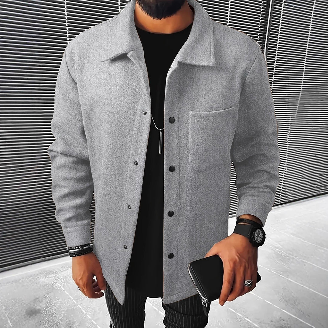 Men's nan minimalist shirt jacket made of soft fleece with concealed snap button placket and patch chest pocket Mune Fashion