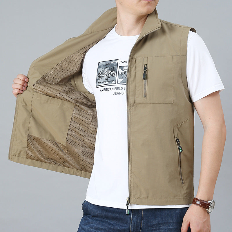 Men's nan ultralight technical outdoor vest with water-repellent ripstop, standing collar, and multiple zippered pockets Mune Fashion