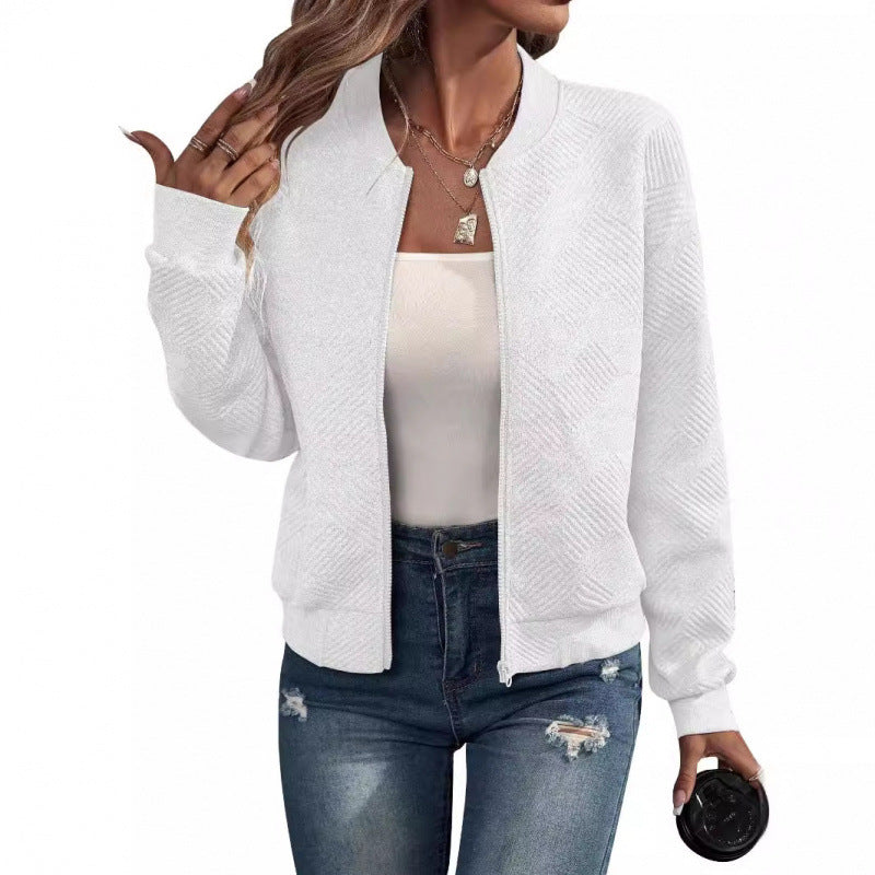 Women's structured knit bomber jacket with full zip and ribbed cuffs Mune Fashion