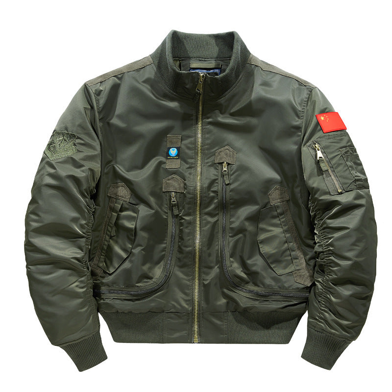 Men's military-style bomber jacket with multiple zip pockets and stand-up collar Mune Fashion