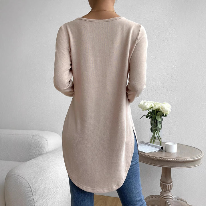 Women's Oversize Longline Fine Knit Tunic with Round Neckline Mune Fashion