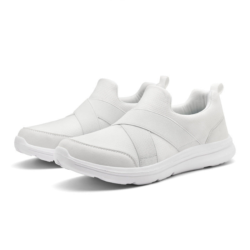Women nan elastic Slip-On comfort sneaker with breathable knit upper, crossed stretch straps and cushioning EVA sole Mune Fashion