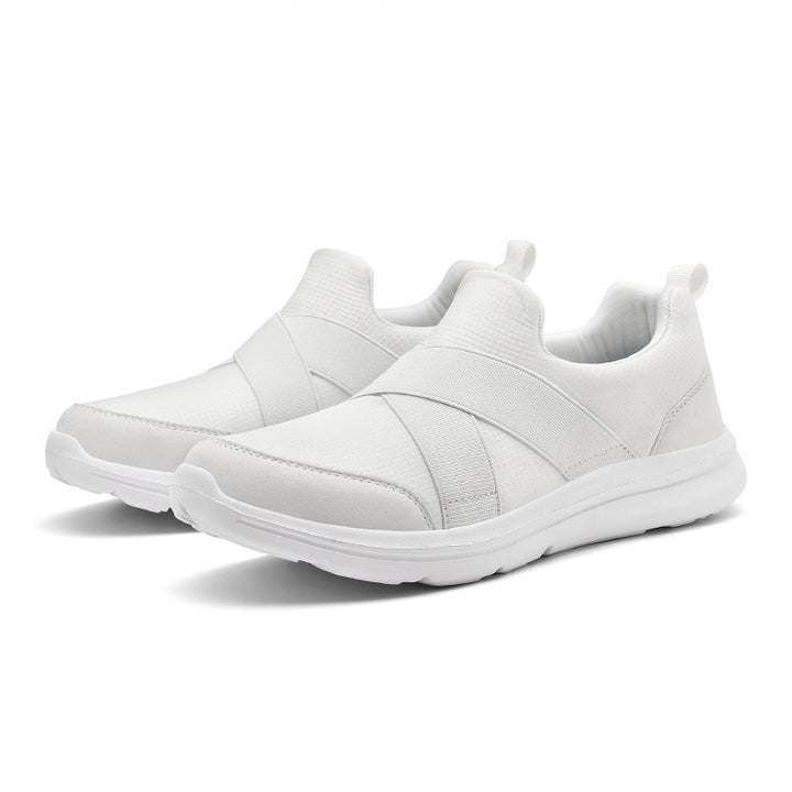 Women nan elastic Slip-On comfort sneaker with breathable knit upper, crossed stretch straps and cushioning EVA sole Mune Fashion