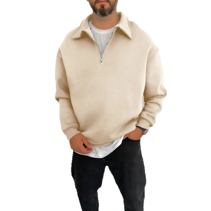 Men's Oversize Half-Zip Sweatshirt with Stand-Up Collar Mune Fashion