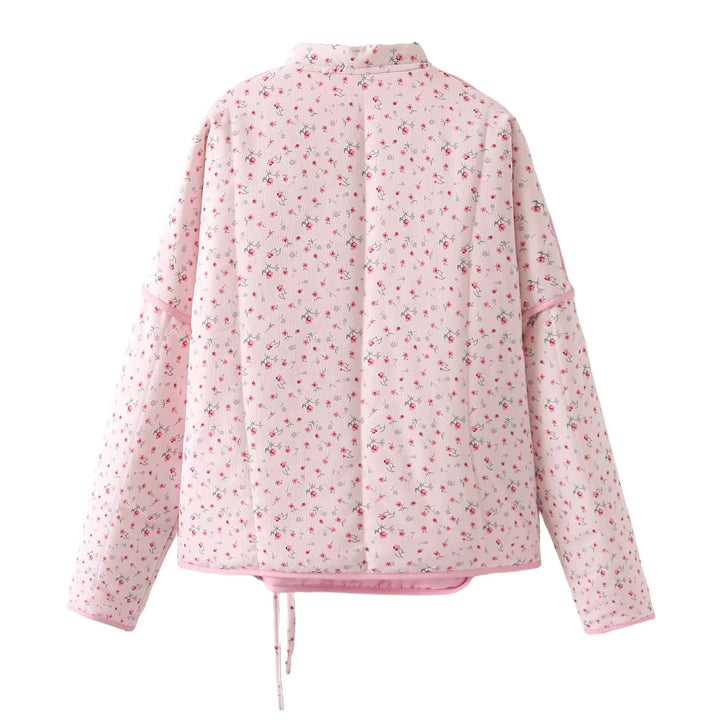 Ladies' lightweight wrap jacket in kimono style with delicate floral pattern and waist tie Mune Fashion