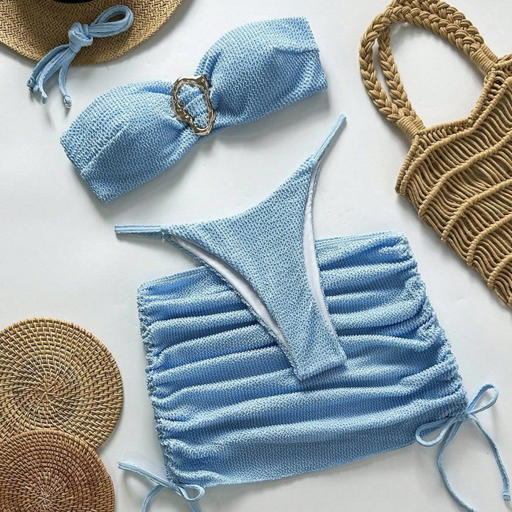 Ladies bandeau bikini with outstanding ring design and side ruching Mune Fashion