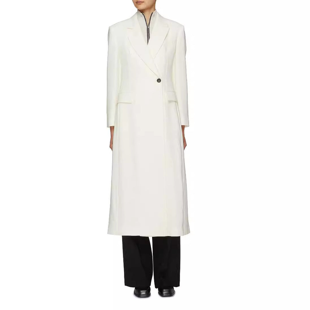 Women floor-length tailored blazer-coat with structured tailoring silhouette Mune Fashion