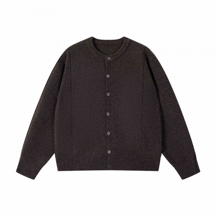 Unisex Boxiger Fine Knit Cardigan with Round Neck and Continuous Button Placket Mune Fashion