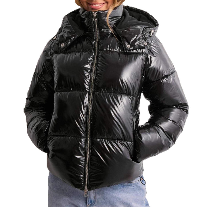 Women Trendy Glossy Down Jacket with Hood