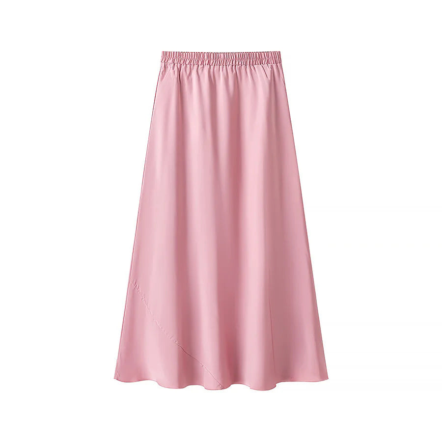 Women’s flowing midi skirt with elastic waistband and asymmetric seam Mune Fashion