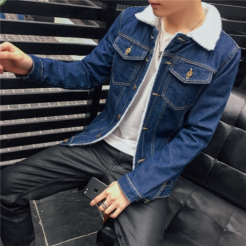 Men's Fashionable Denim Jacket with Fleece Lining Mune Fashion