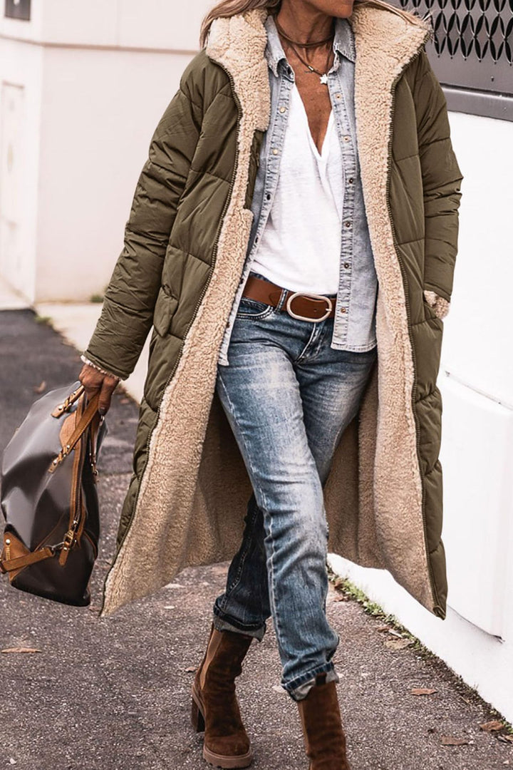 Women quilted jacket with stand-up collar and patch pockets Mune Fashion