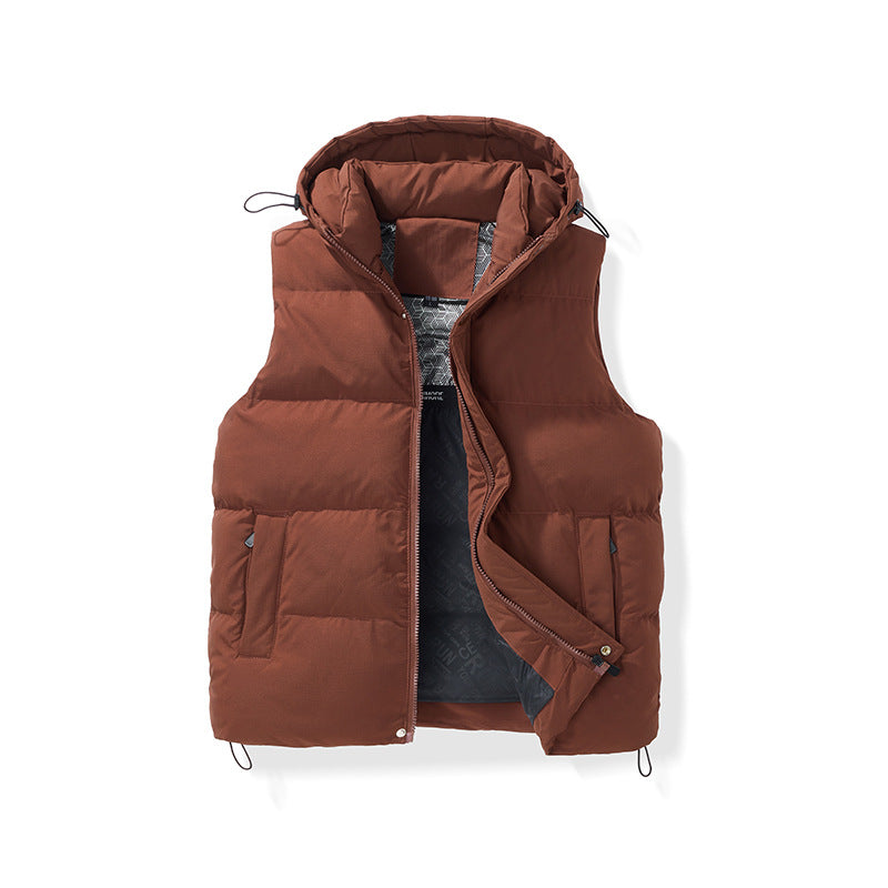 Unisex Padded Hooded Vest with Thermal Insulation and Drawstring Mune Fashion