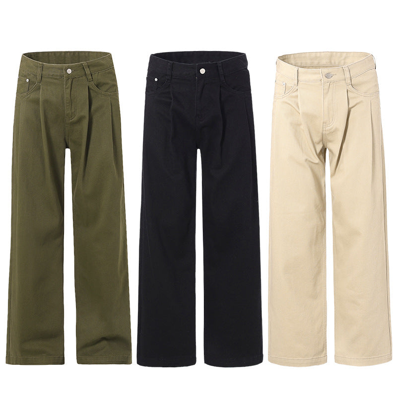 Men's Baggy Twill Pants with Low Crotch and Flowing Oversized Silhouette Mune Fashion