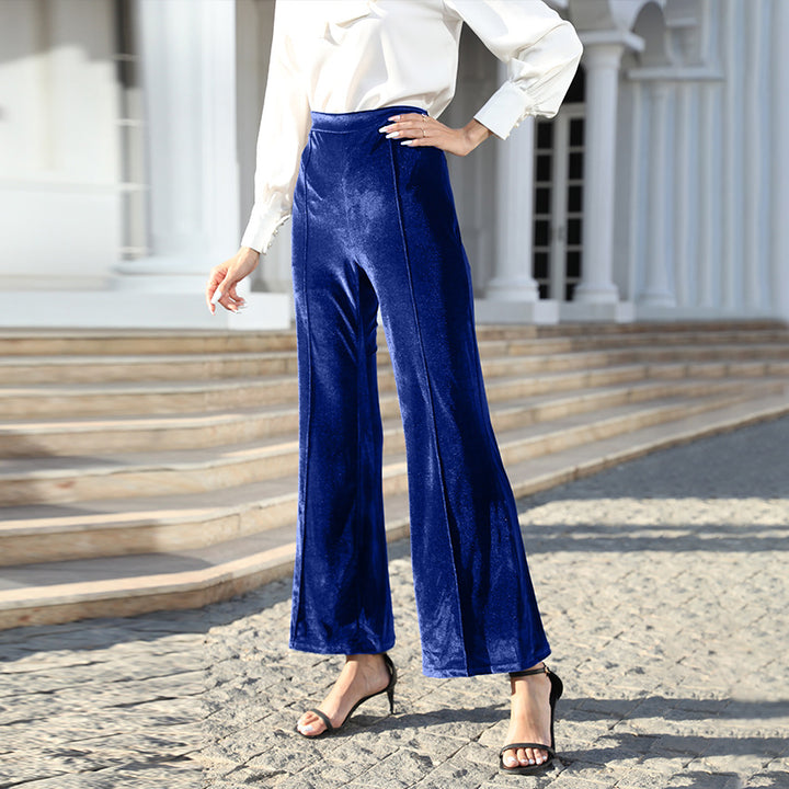 Women's High-Waist Velvet Wide-Leg Tailored Trousers Mune Fashion