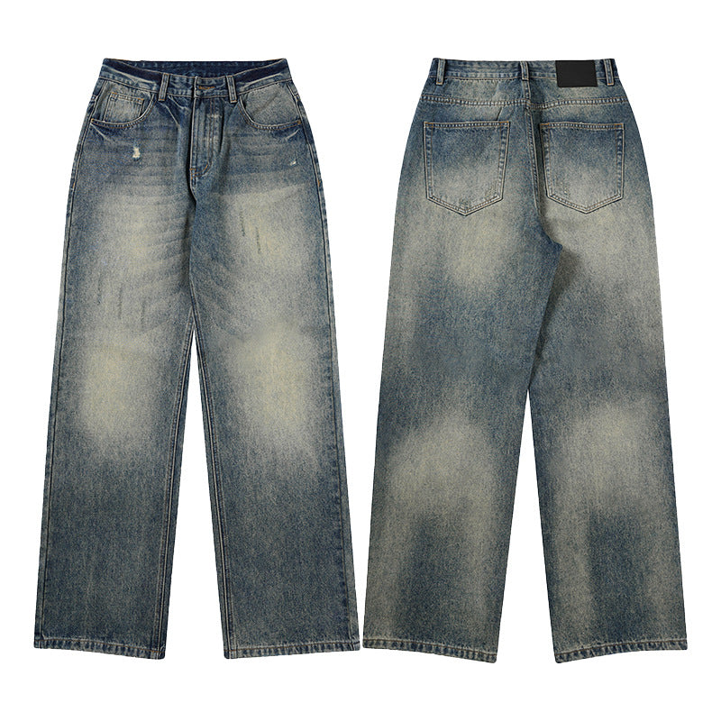 Men's Loose-Fit Vintage Denim Jeans in Straight Baggy Cut with Soft Fade Details Mune Fashion