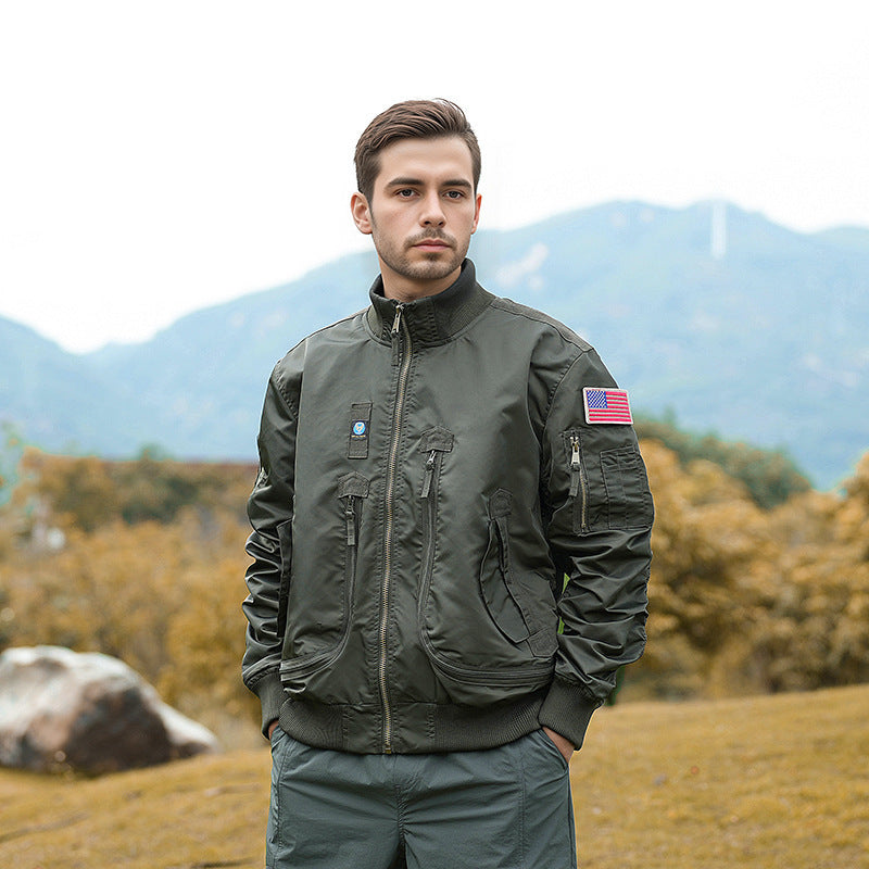 Men's bomber jacket pilot style lightly padded with two-way zipper and arm pocket Mune Fashion