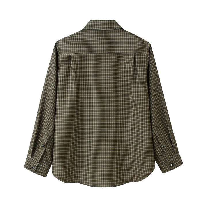 Women Oversize Check Shirt with Chest Pocket and Curved Hem Mune Fashion