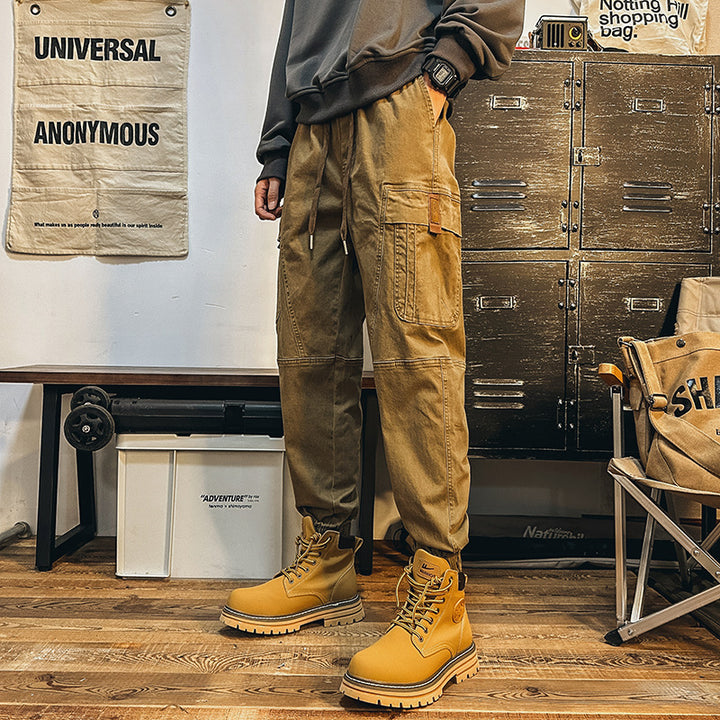 Men's cargo jogger pants with large flap pockets, elastic waistband, and ribbed cuffs Mune Fashion